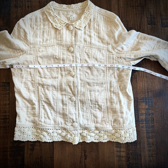 Dreamy Boho J. Jill Cream Lace-Trim Jacket | Size S - Picture 4 of 5